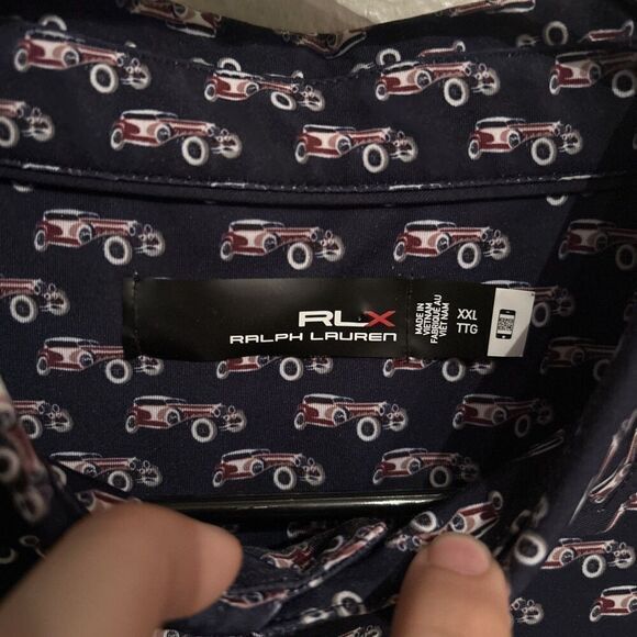 RLX Ralph Lauren Mens XXL Oldsmobile Car Automobile Print Pattern Polo Shirt - Picture 4 of 7